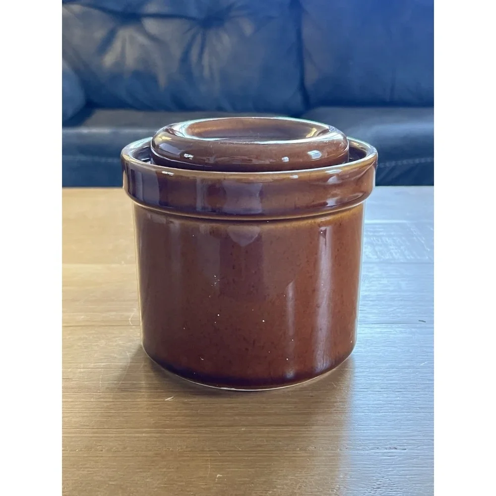 Vintage Pfaltzgraff Compatibles Brown Canister 1 Qt Lidded Stoneware Rustic Farm